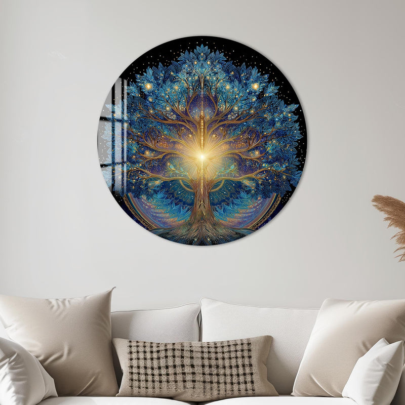 Artronauts Glass Print Celestial Blue Tree - Tempered Glass Wall Art