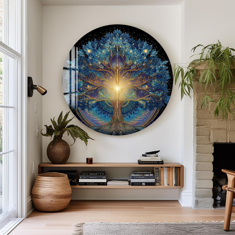 Artronauts Glass Print Celestial Blue Tree - Tempered Glass Wall Art