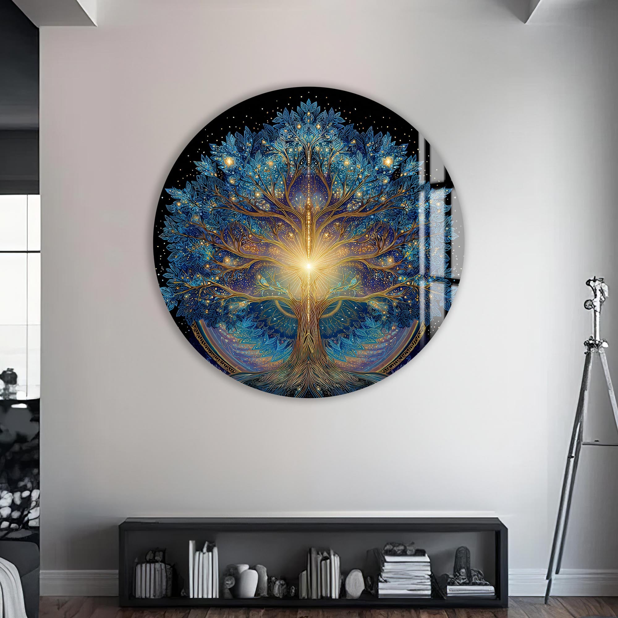 Artronauts Glass Print Celestial Blue Tree - Tempered Glass Wall Art