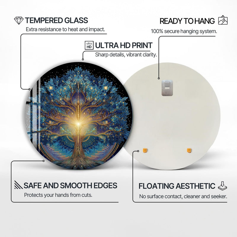 Artronauts Glass Print Celestial Blue Tree - Tempered Glass Wall Art