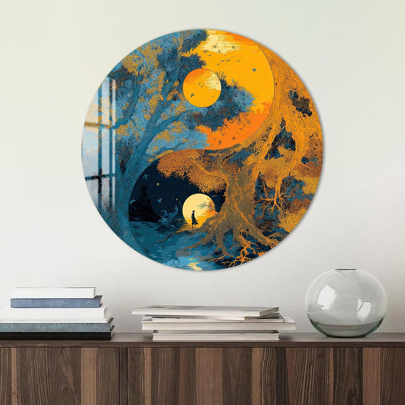 Artronauts Glass Print Sun & Moon Tree - Tempered Glass Wall Art