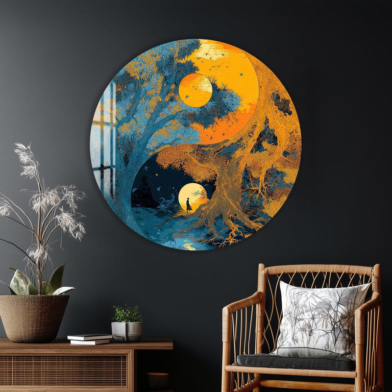 Artronauts Glass Print Sun & Moon Tree - Tempered Glass Wall Art