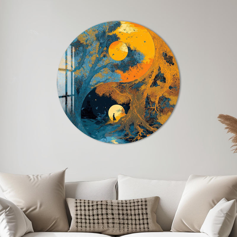 Artronauts Glass Print Sun & Moon Tree - Tempered Glass Wall Art
