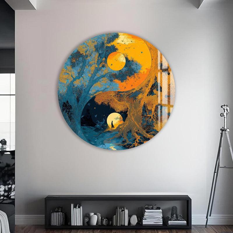 Artronauts Glass Print Sun & Moon Tree - Tempered Glass Wall Art