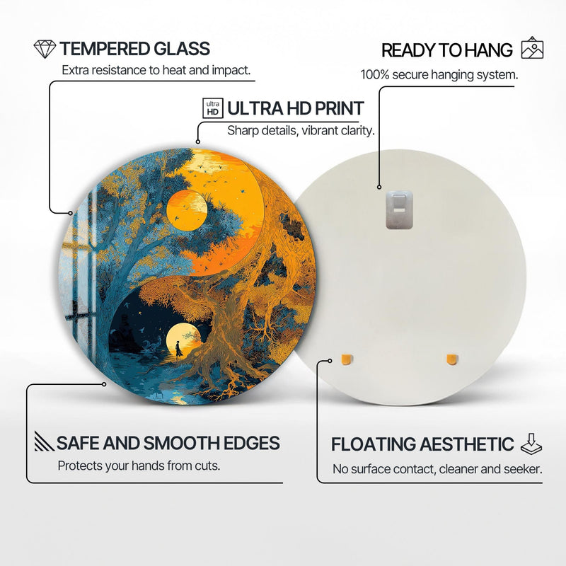 Artronauts Glass Print Sun & Moon Tree - Tempered Glass Wall Art