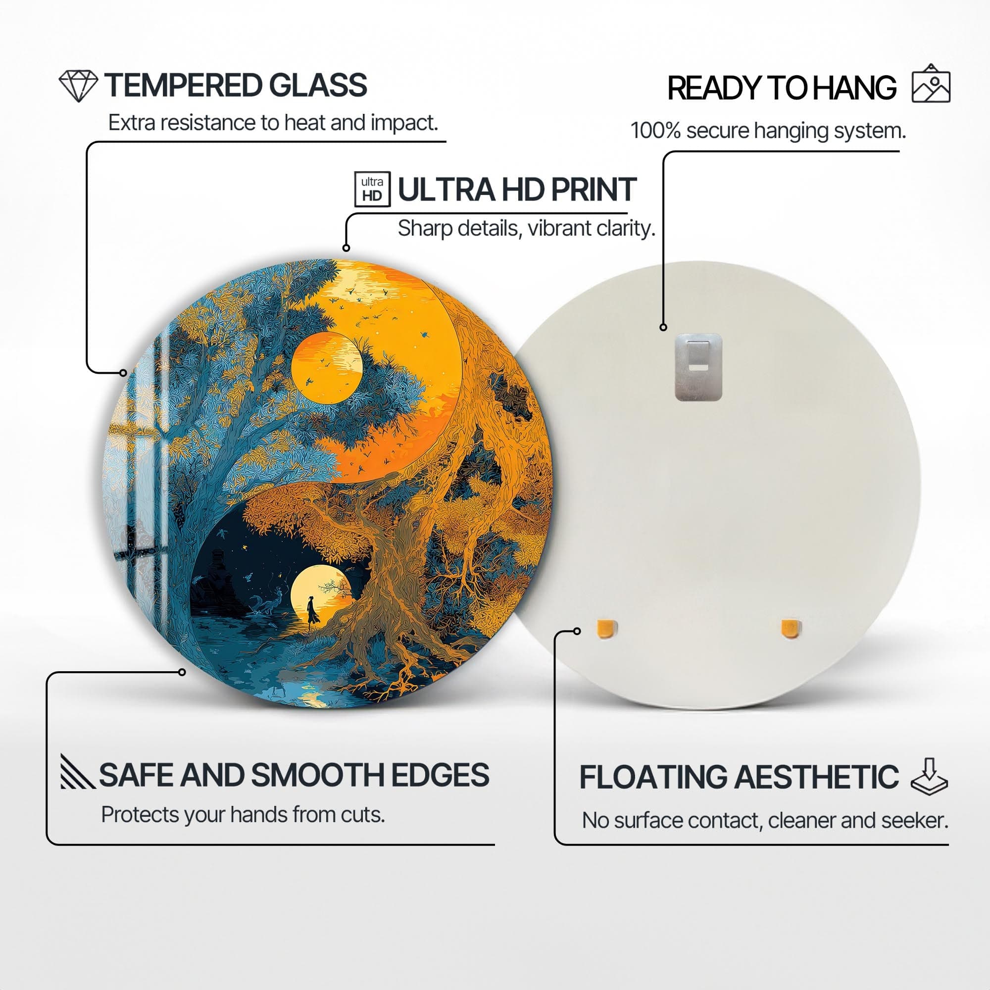 Artronauts Glass Print Sun & Moon Tree - Tempered Glass Wall Art