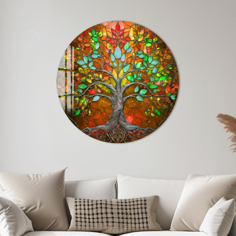 Artronauts Glass Print Golden Autumn Tree - Tempered Glass Wall Art