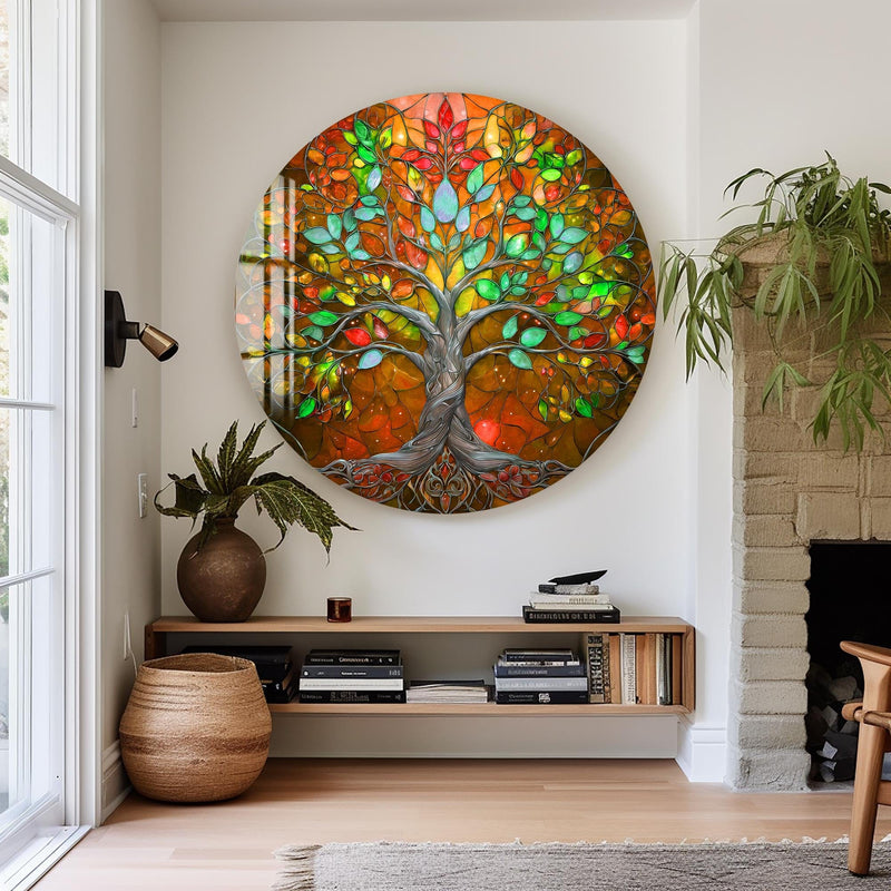 Artronauts Glass Print Golden Autumn Tree - Tempered Glass Wall Art