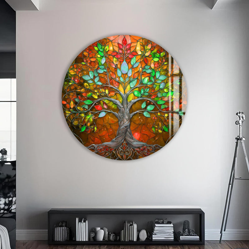 Artronauts Glass Print Golden Autumn Tree - Tempered Glass Wall Art