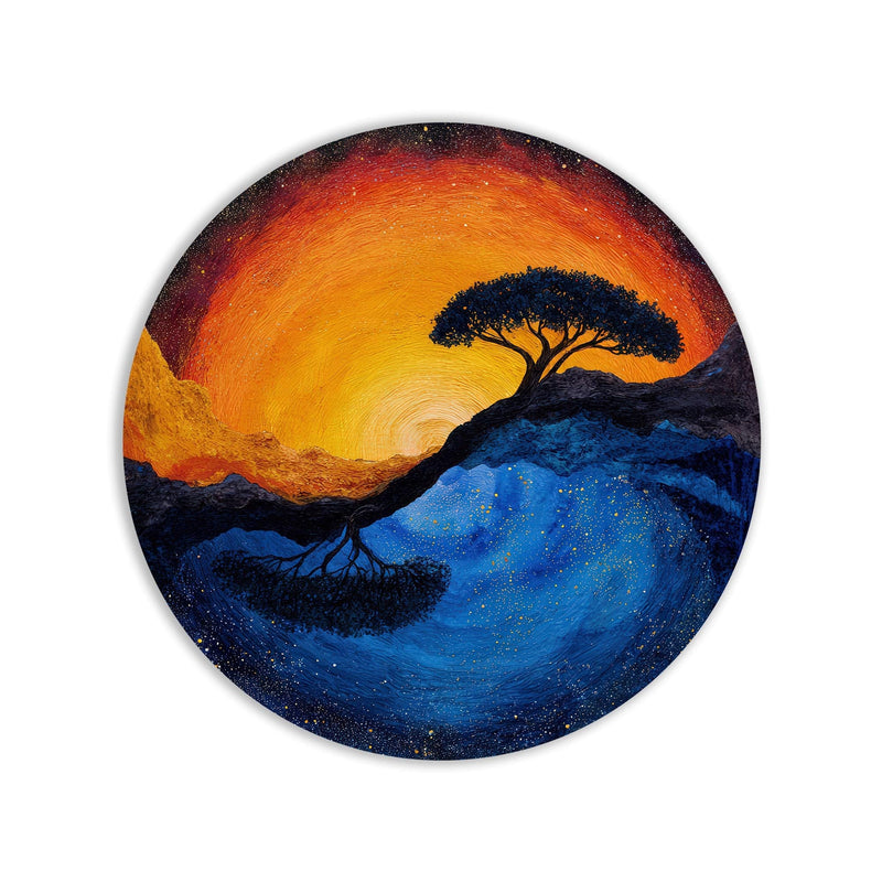 Artronauts Glass Print Sunset Rooted Tree - Tempered Glass Wall Art