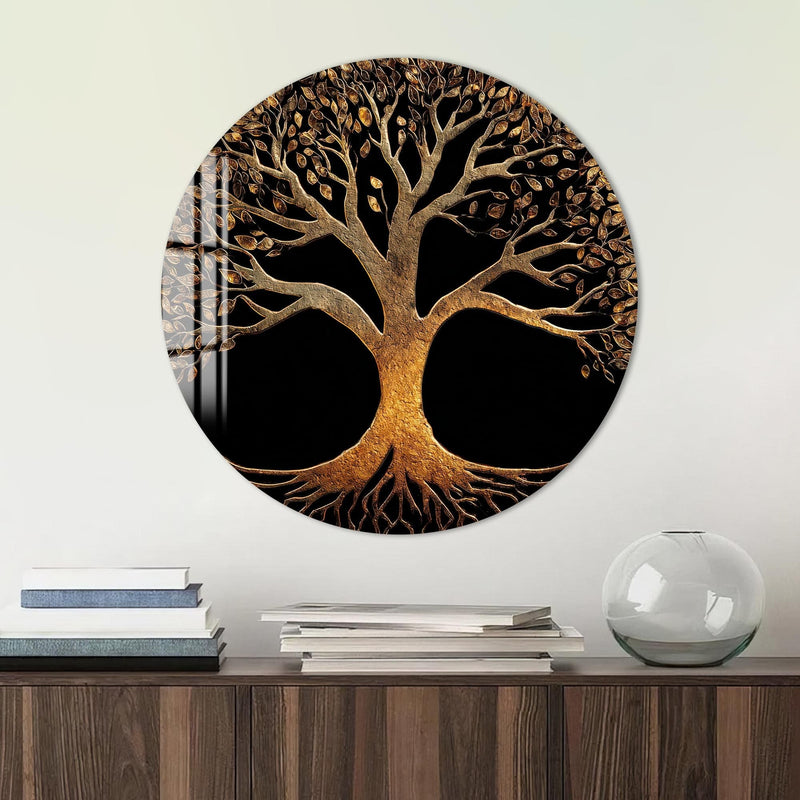 Artronauts Glass Print Golden Tree Of Life - Tempered Glass Wall Art