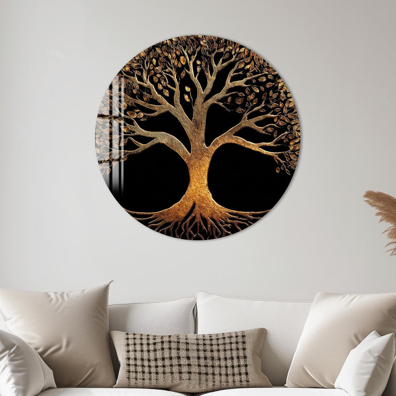 Artronauts Glass Print Golden Tree Of Life - Tempered Glass Wall Art