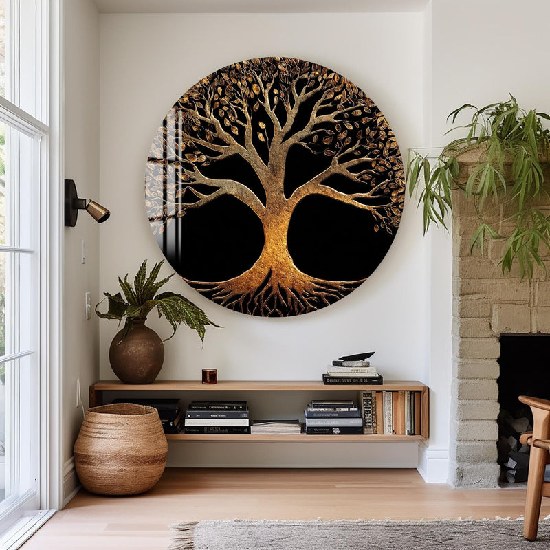 Artronauts Glass Print Golden Tree Of Life - Tempered Glass Wall Art