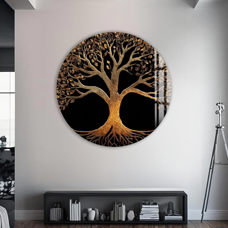 Artronauts Glass Print Golden Tree Of Life - Tempered Glass Wall Art