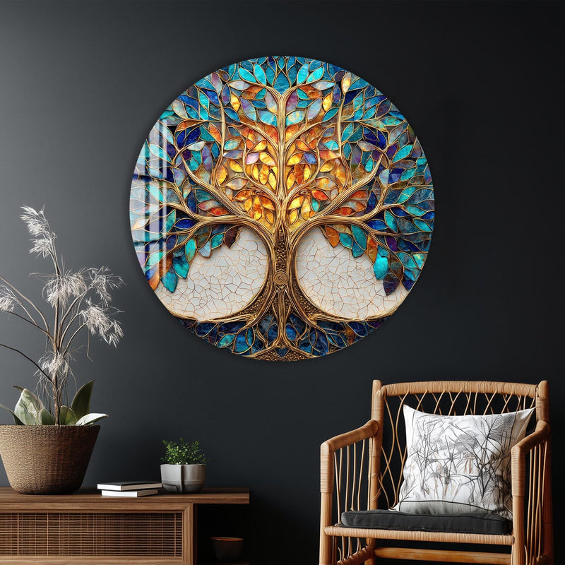 Artronauts Glass Print Stained Glass Tree - Tempered Glass Wall Art