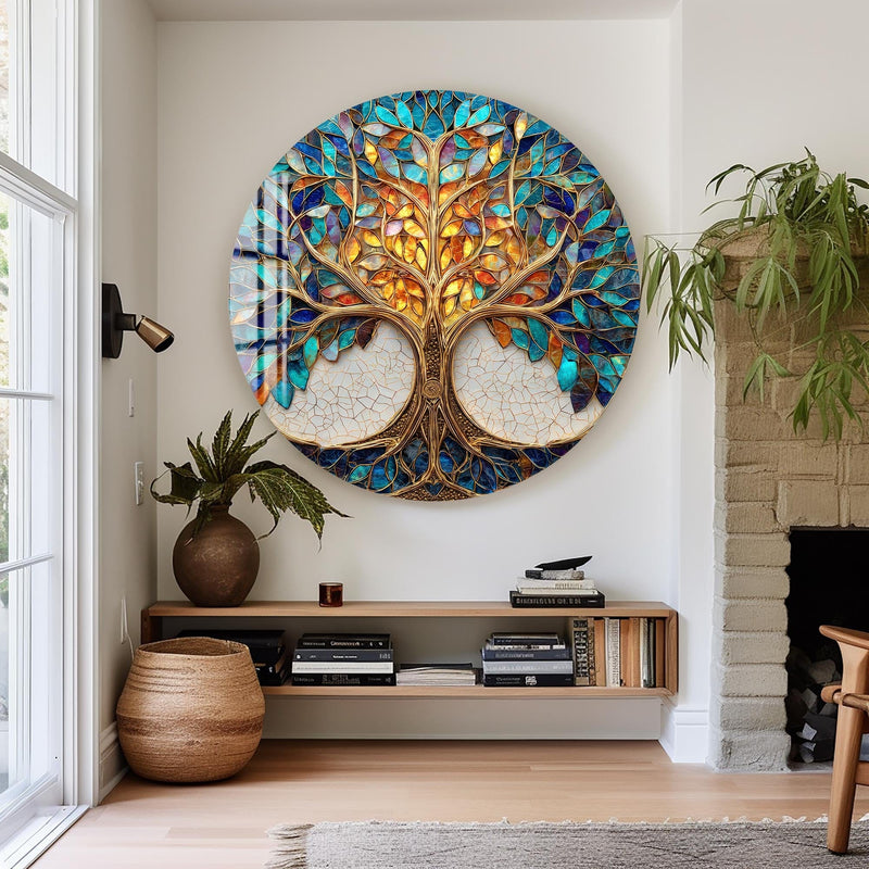 Artronauts Glass Print Stained Glass Tree - Tempered Glass Wall Art