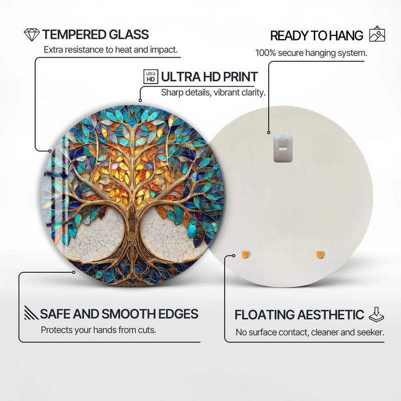 Artronauts Glass Print Stained Glass Tree - Tempered Glass Wall Art