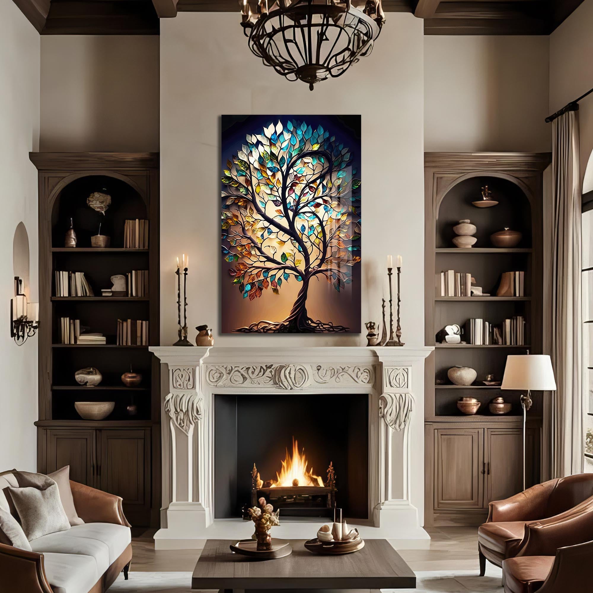 Aurora Vitae-Tree Of Life Tempered Glass Wall Art