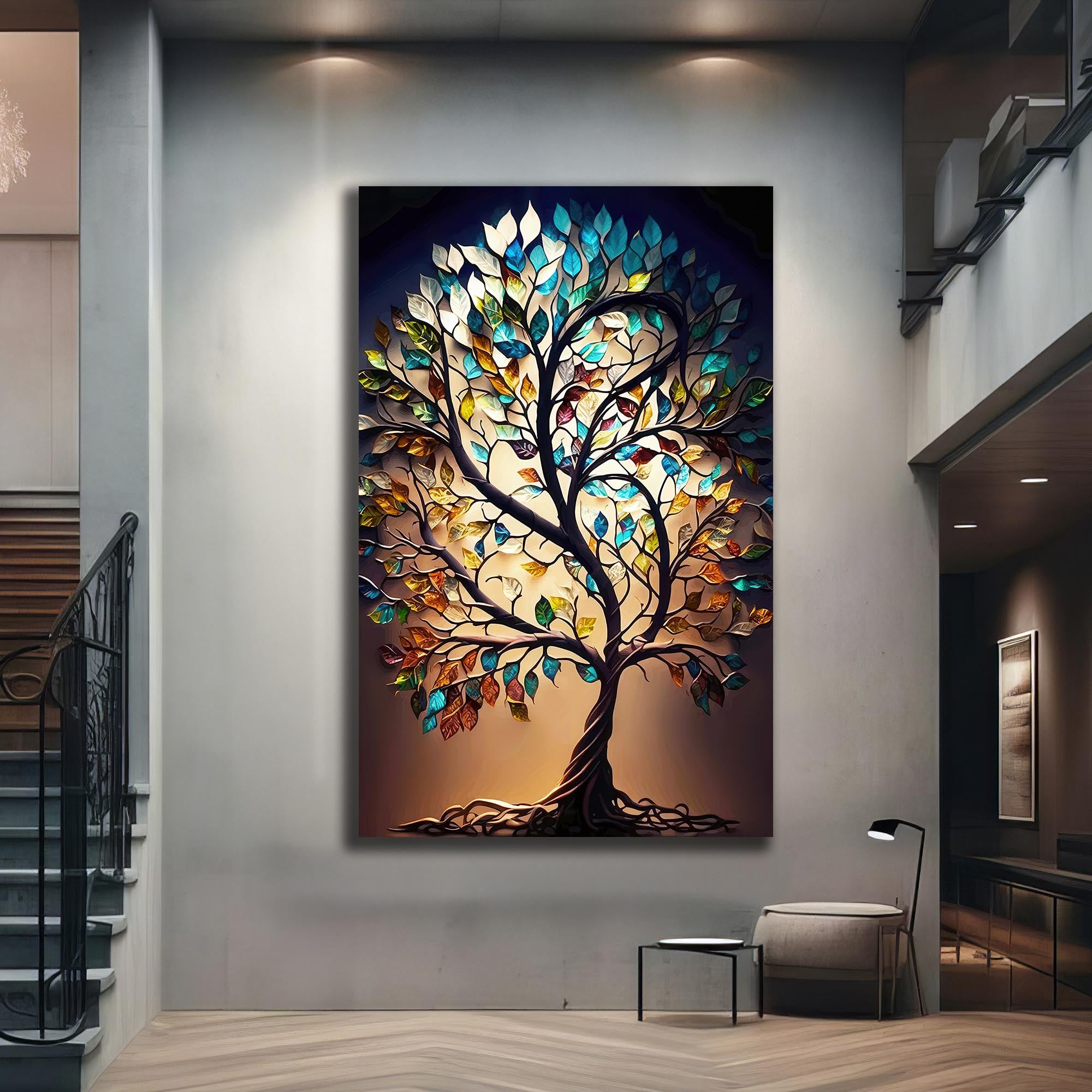 Aurora Vitae-Tree Of Life Tempered Glass Wall Art
