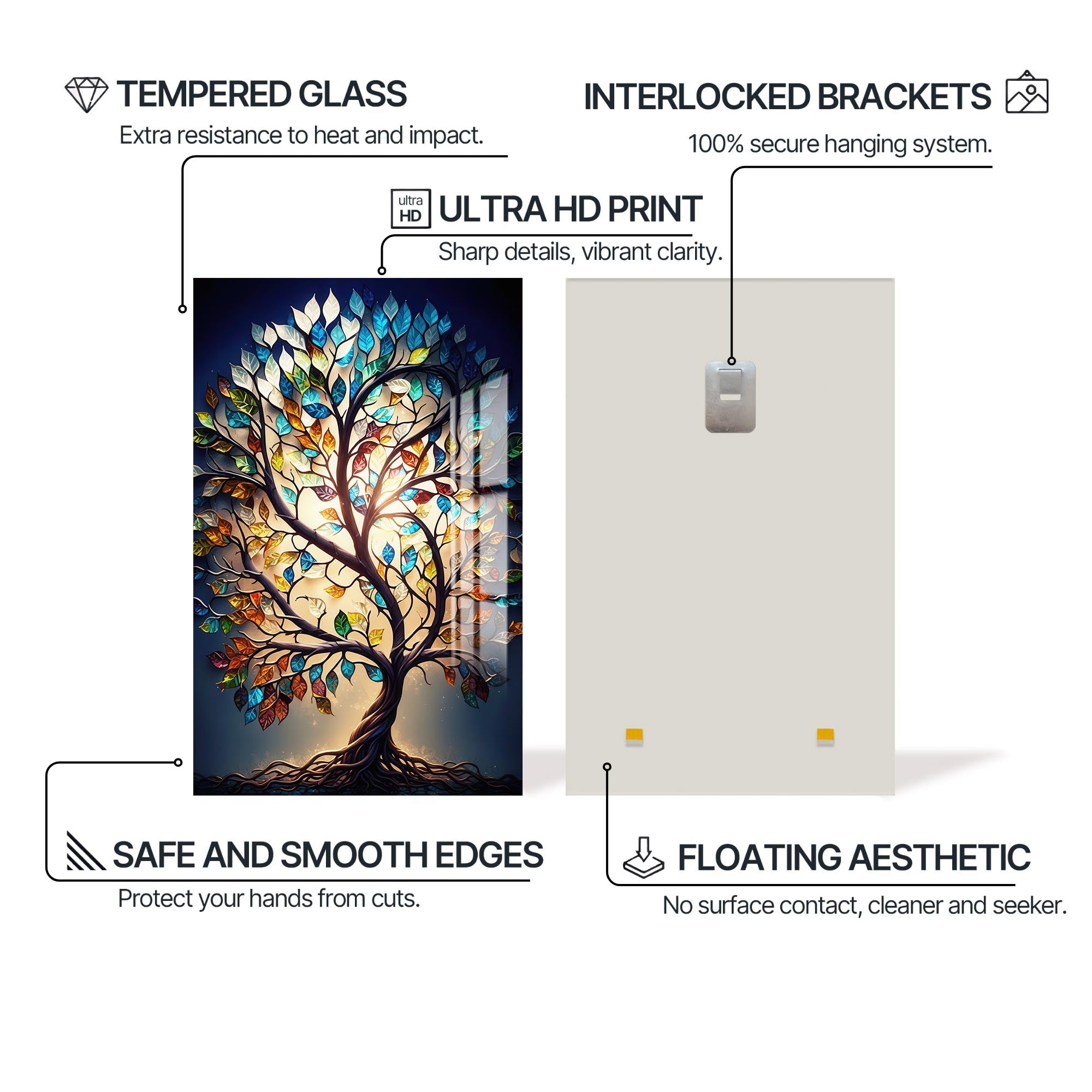 Luminara Roots-Tree Of Life Tempered Glass Wall Art