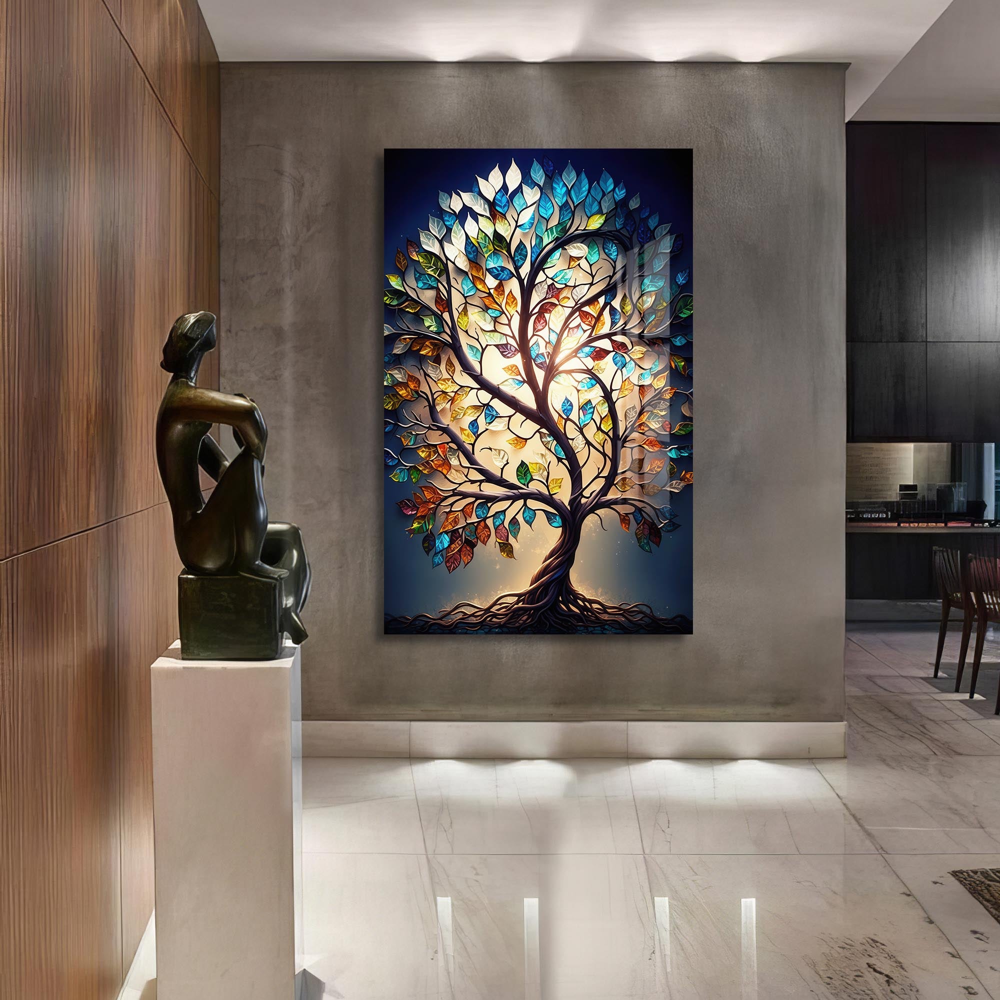 Luminara Roots-Tree Of Life Tempered Glass Wall Art
