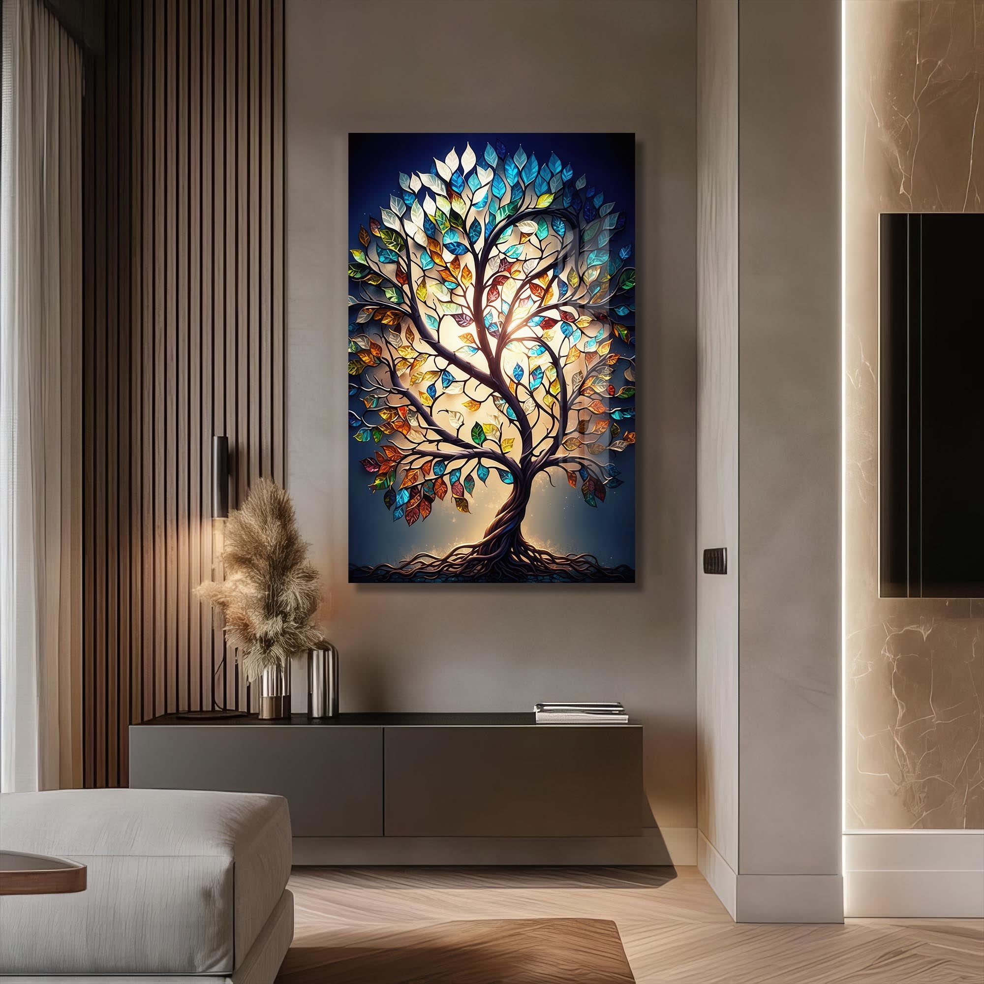 Luminara Roots-Tree Of Life Tempered Glass Wall Art