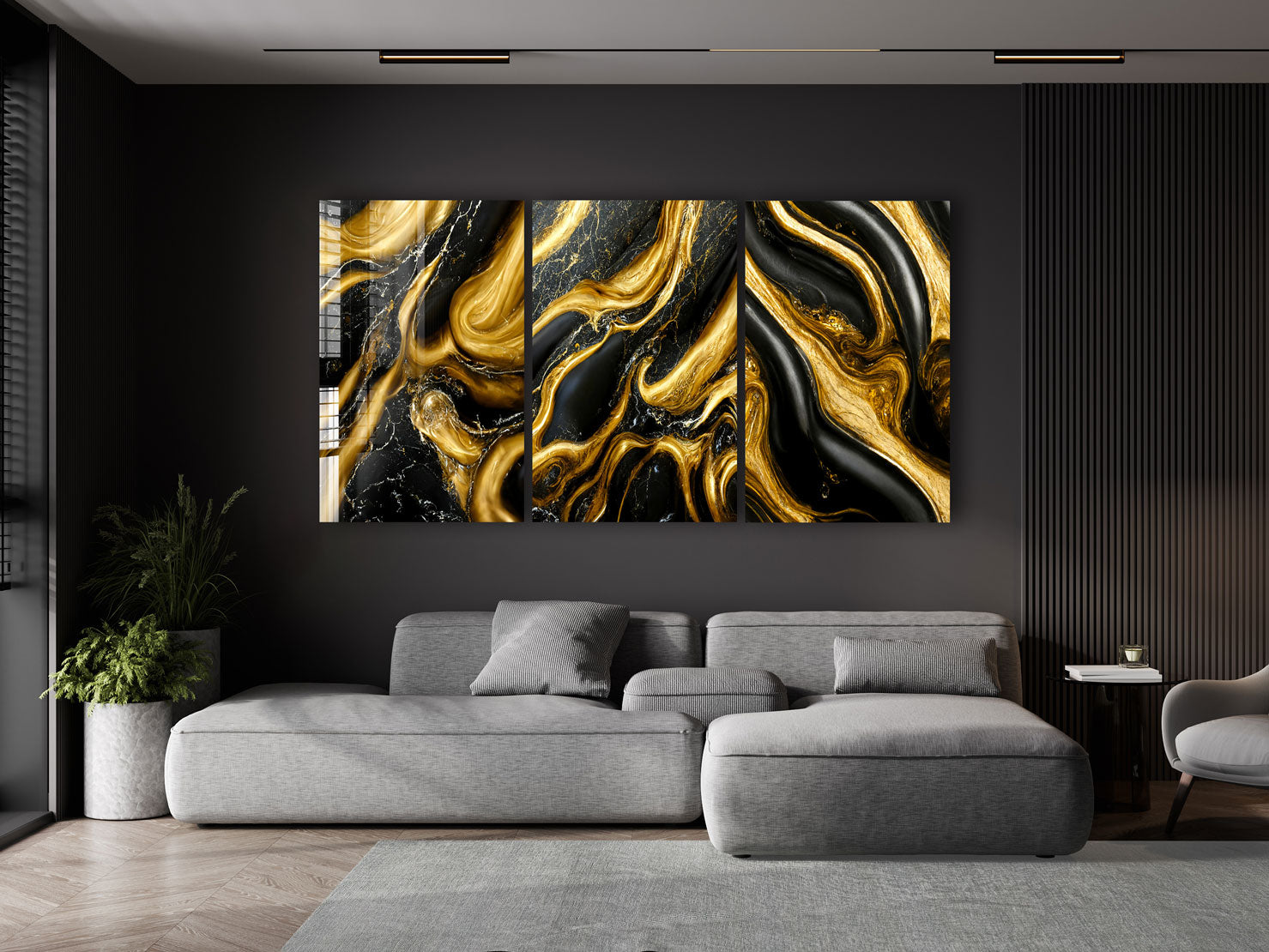 Golden & Black Abstract - Trinity