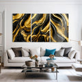 Artronauts Glass Print Golden & Black Abstract - Trinity