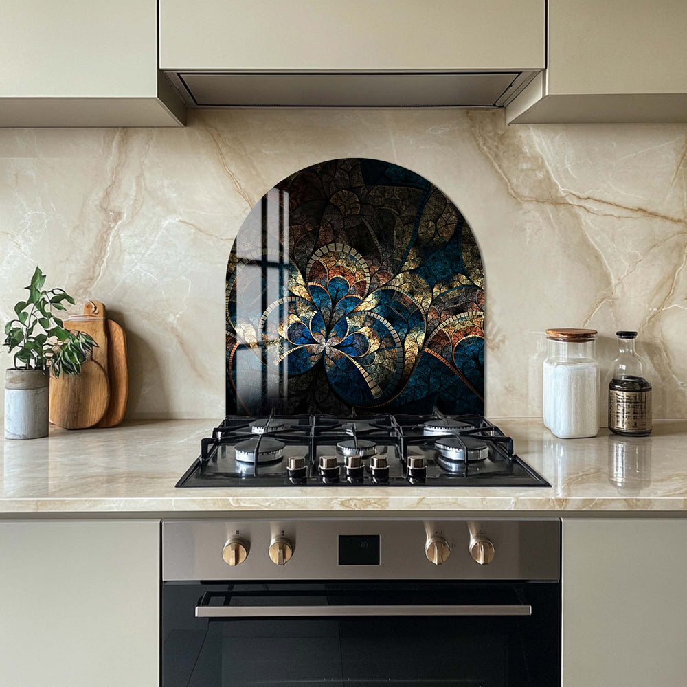 Artronauts Glass Print Stained Blue & Gold  - Glass Splashback
