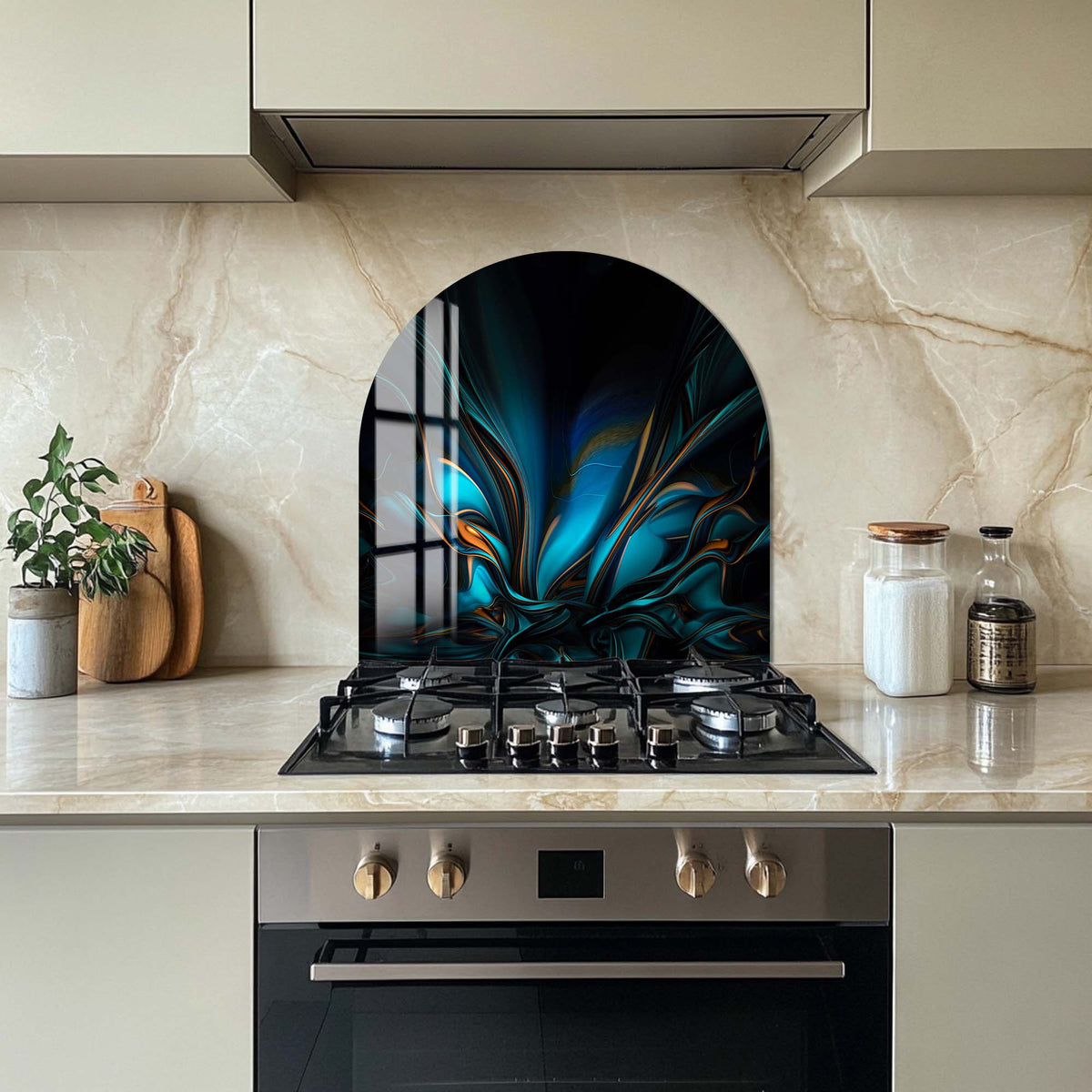 Abstract Splashback Abstract Blue - Glass Splashback