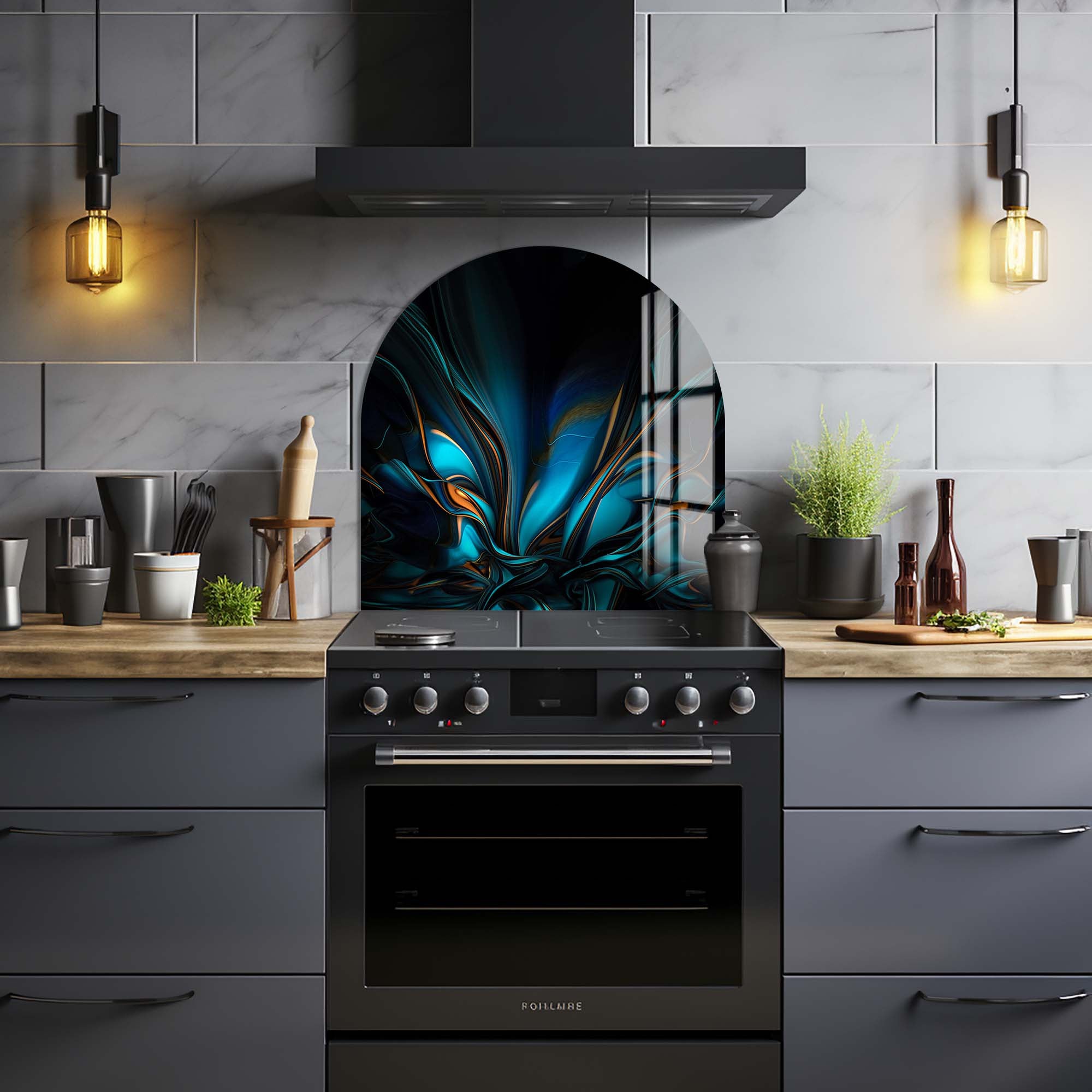 Abstract Blue - Glass Splashback