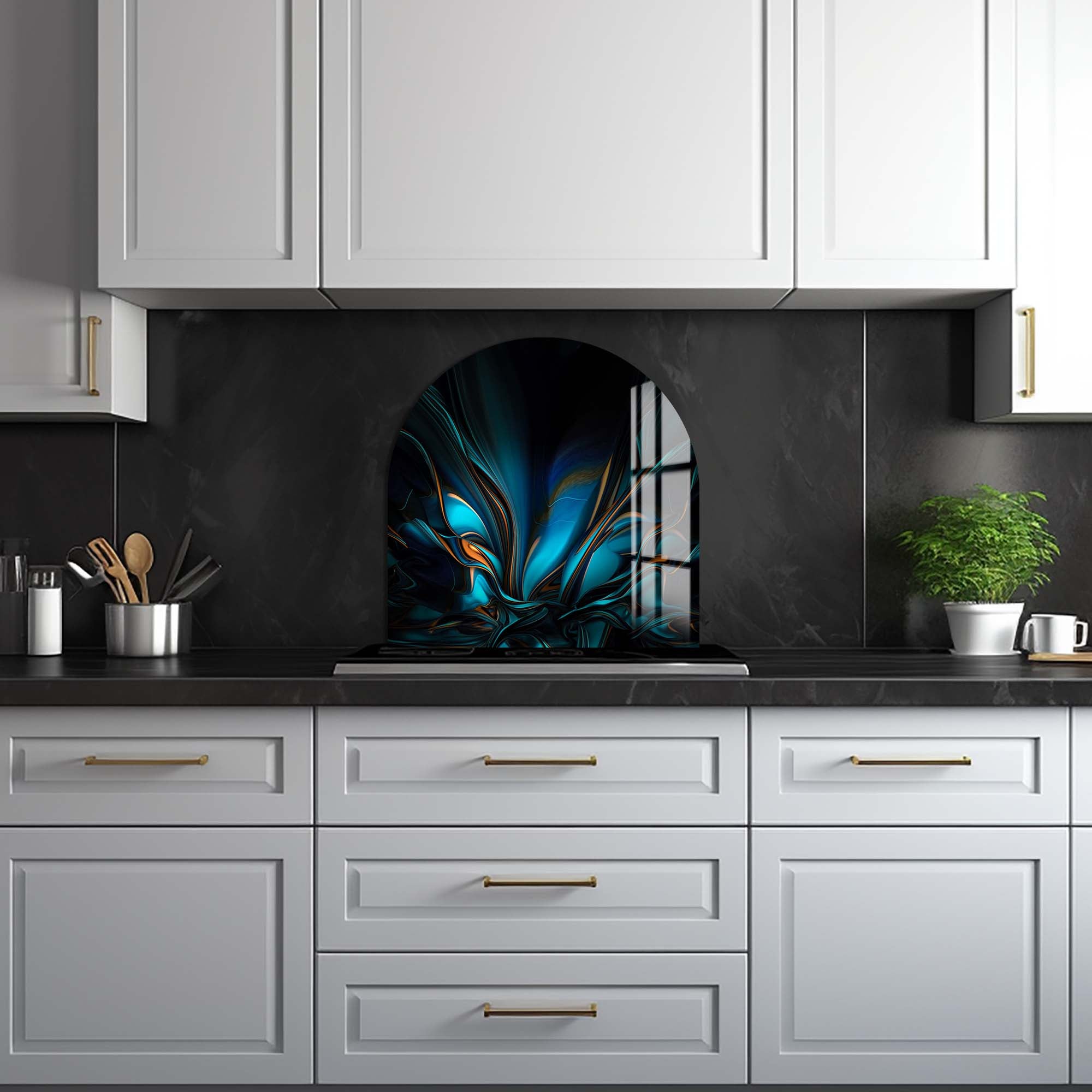 Abstract Blue - Glass Splashback