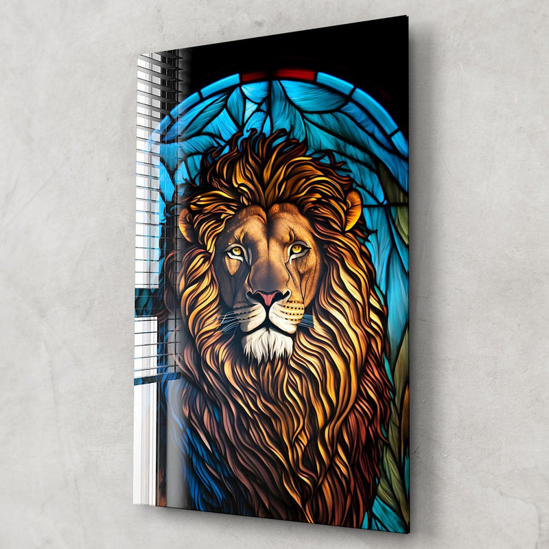 Artronauts Glass Print Lion II Stained Glass Effect