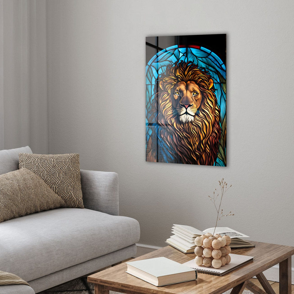 Artronauts Glass Print Lion II Stained Glass Effect