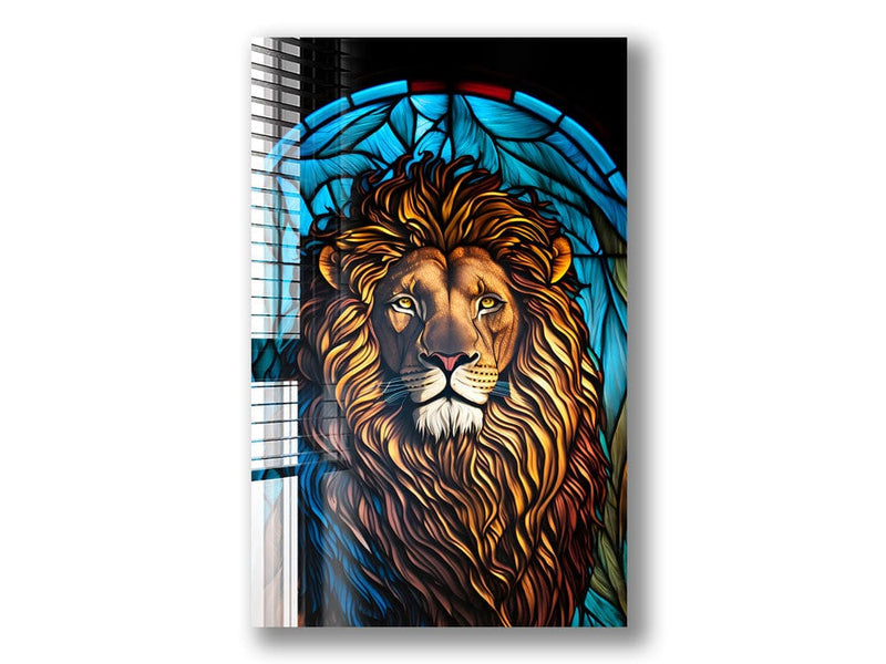 Artronauts Glass Print Lion II Stained Glass Effect