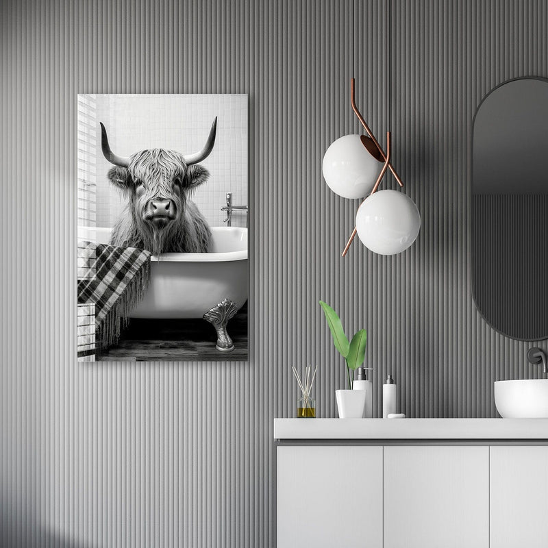 Artronauts Glass Print Bathtub Animal Highland Cow