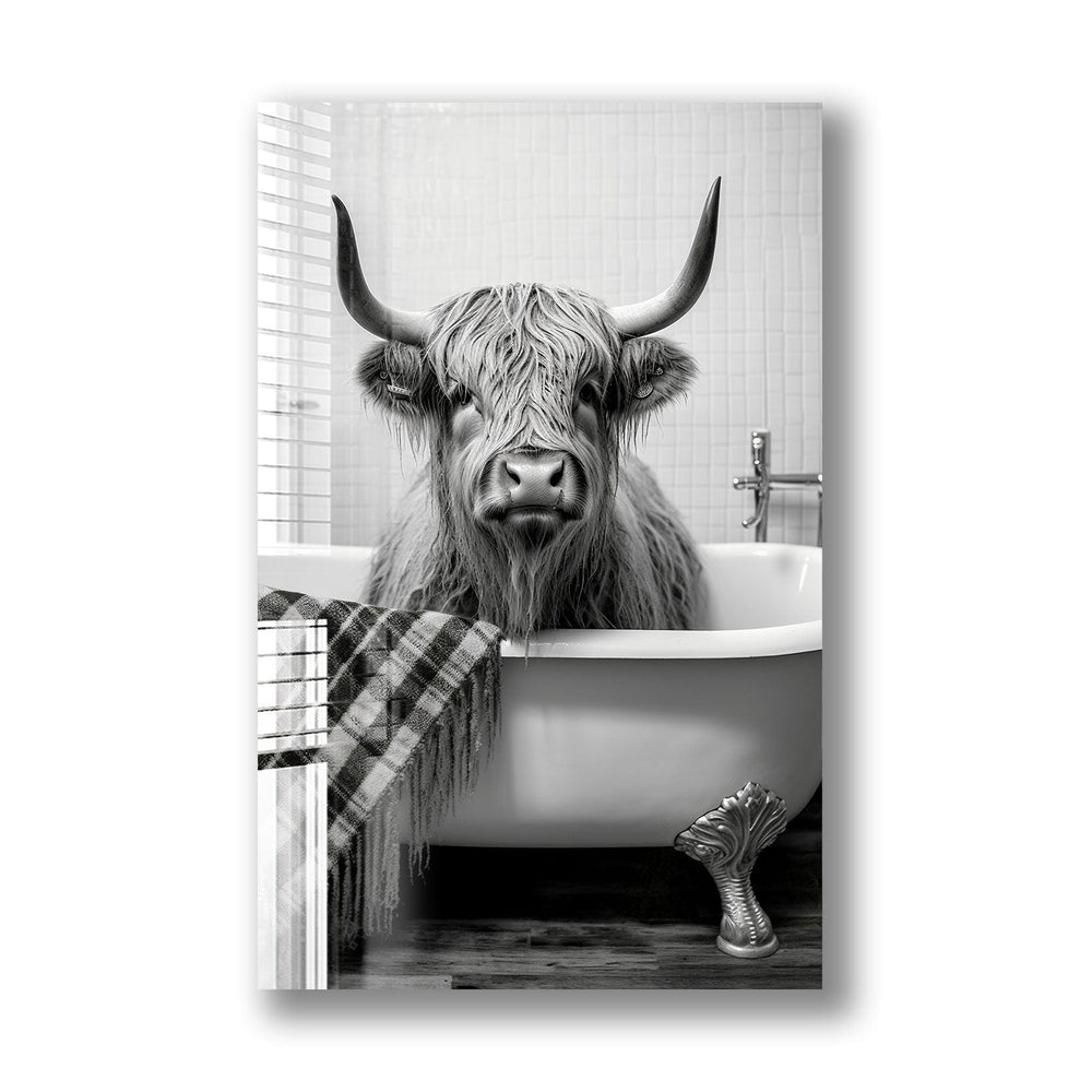 Artronauts Glass Print Bathtub Animal Highland Cow