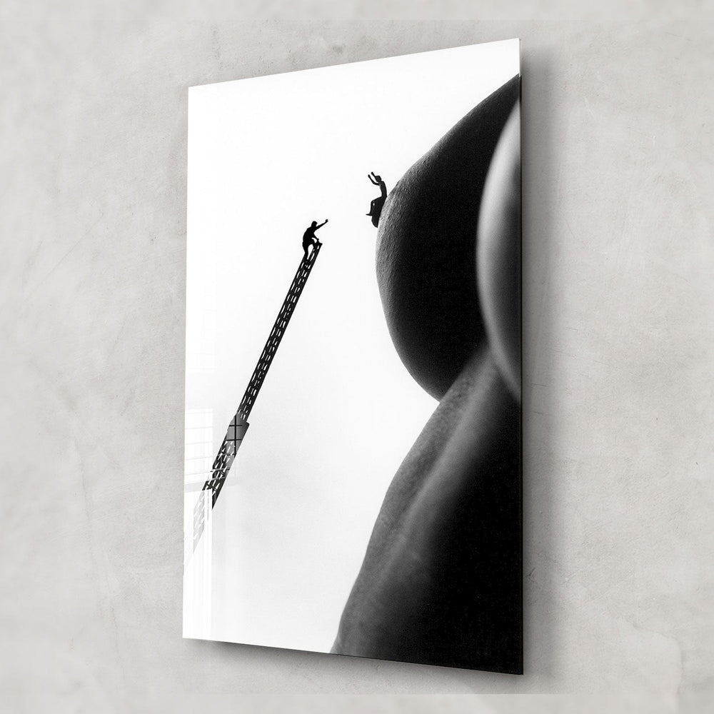 Artronauts Glass Print Climbing The Nipples