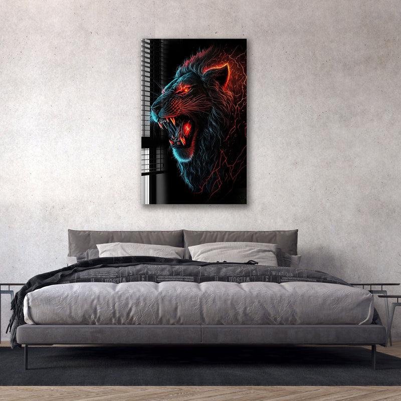 Artronauts Glass Print Lightning Lion