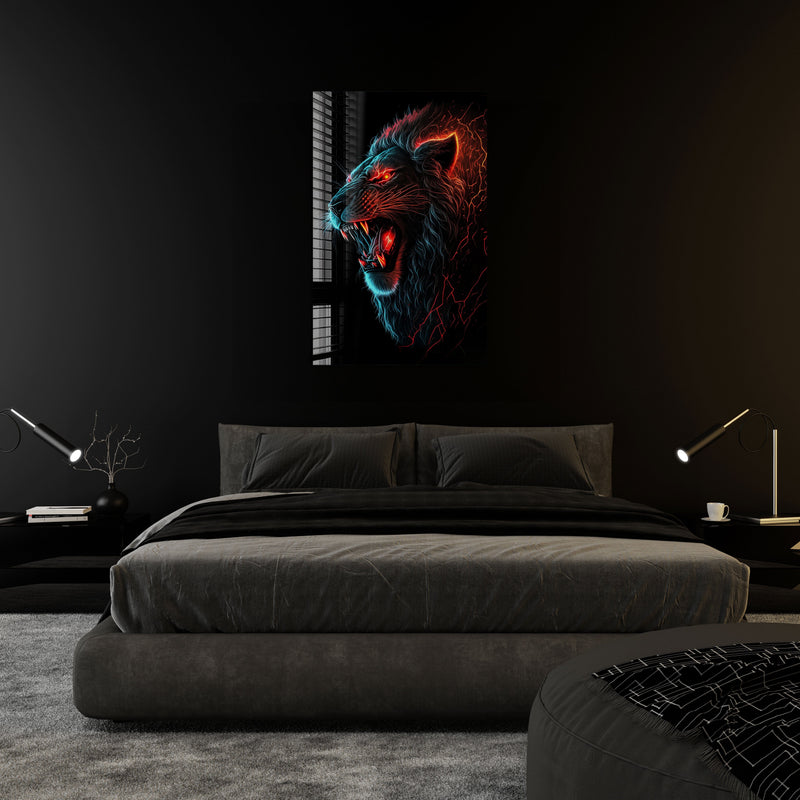 Artronauts Glass Print Lightning Lion