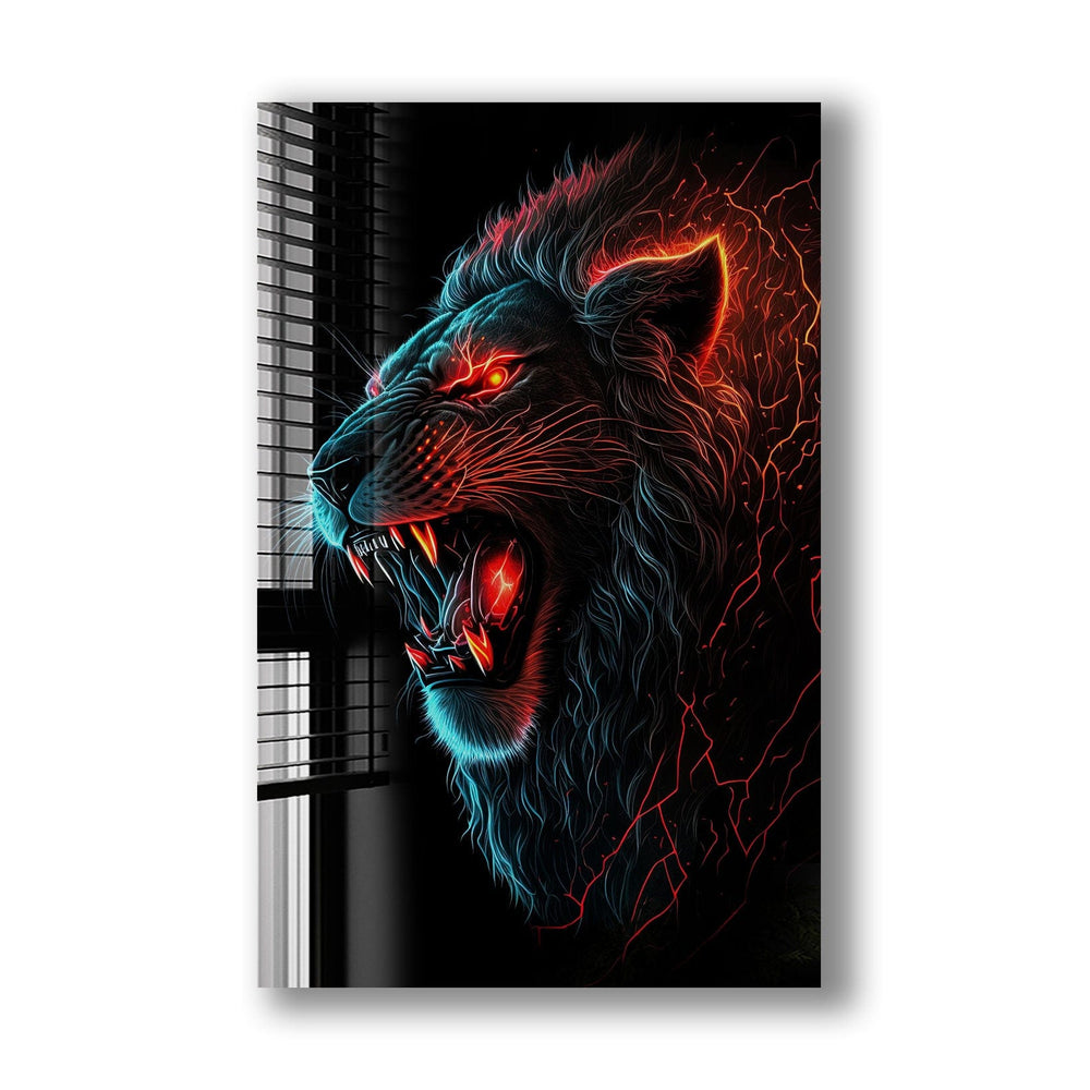 Artronauts Glass Print Lightning Lion