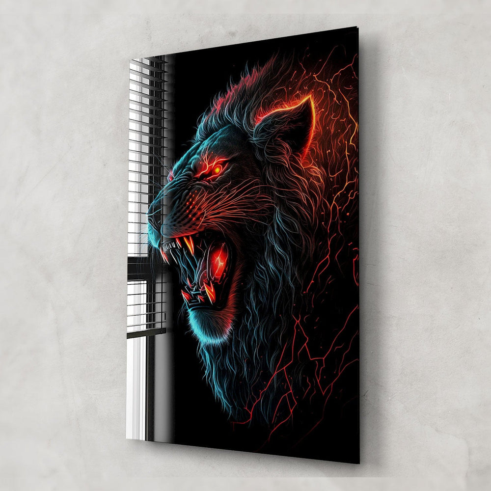 Artronauts Glass Print Lightning Lion