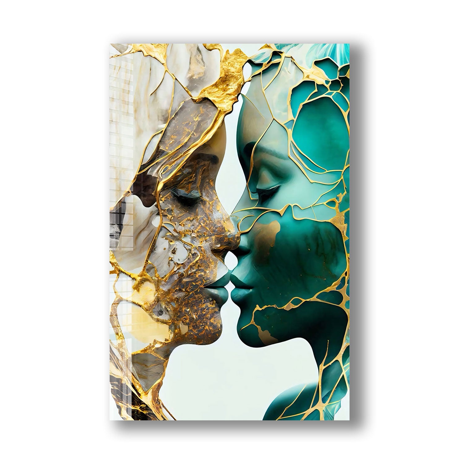 Abstract Kissers - Tempered Glass Wall Art