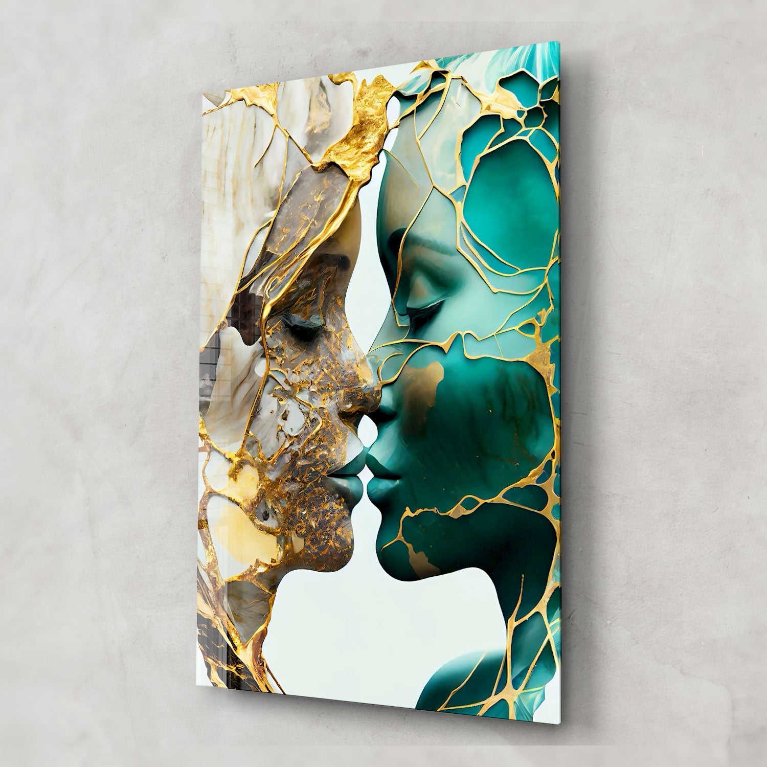 Abstract Kissers - Tempered Glass Wall Art