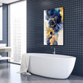 Artronauts Glass Print Abstract Blue&Gold Flower - Tempered Glass Wall Art