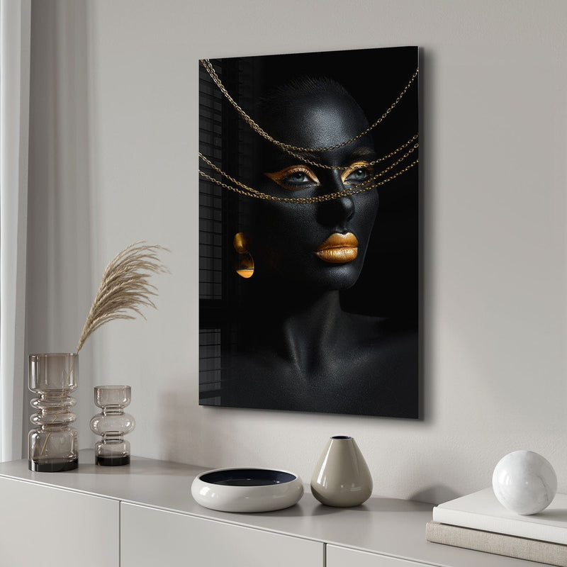 Artronauts Glass Print Golden Woman - Tempered Glass Wall Art