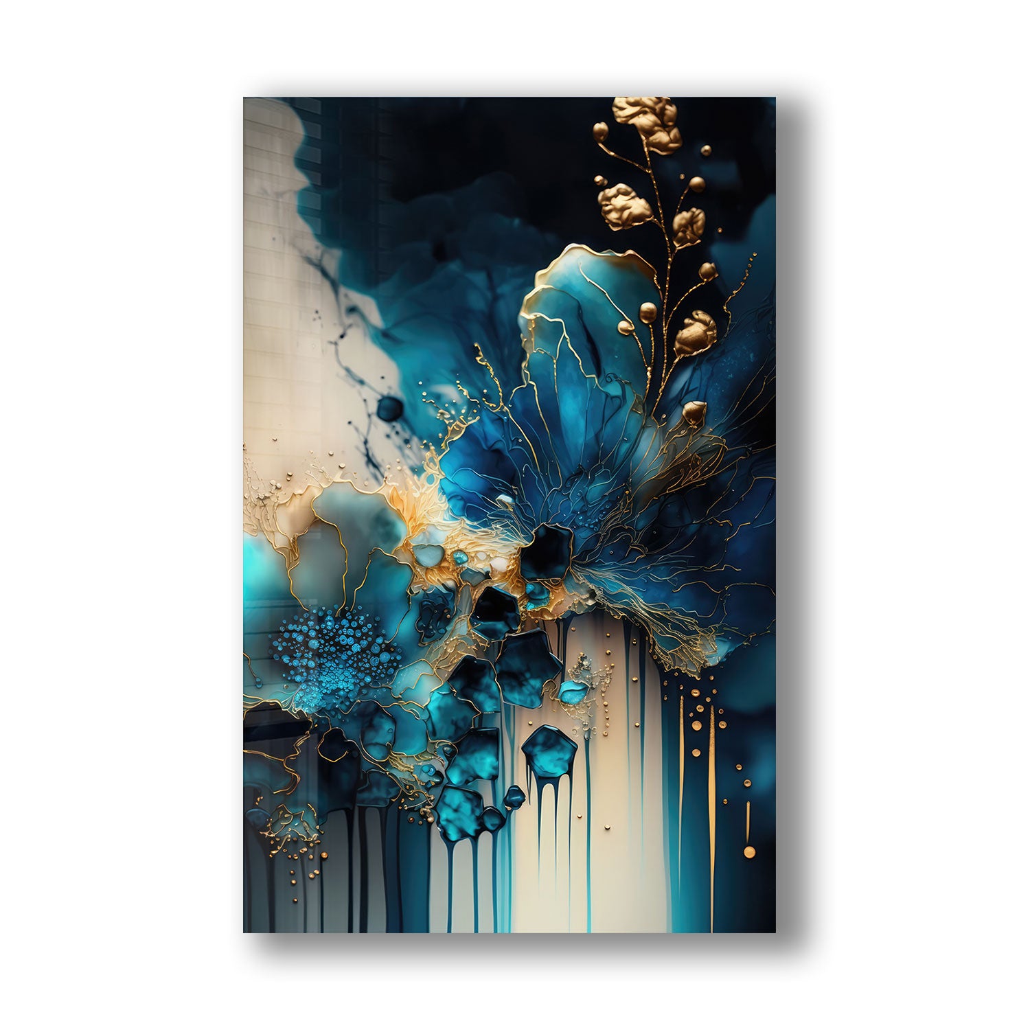 Abstract Blueish - Tempered Glass Wall Art