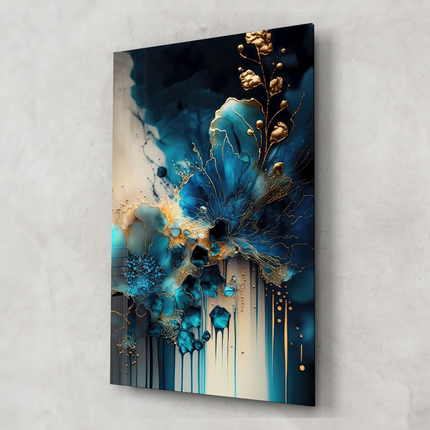 Abstract Blueish - Tempered Glass Wall Art