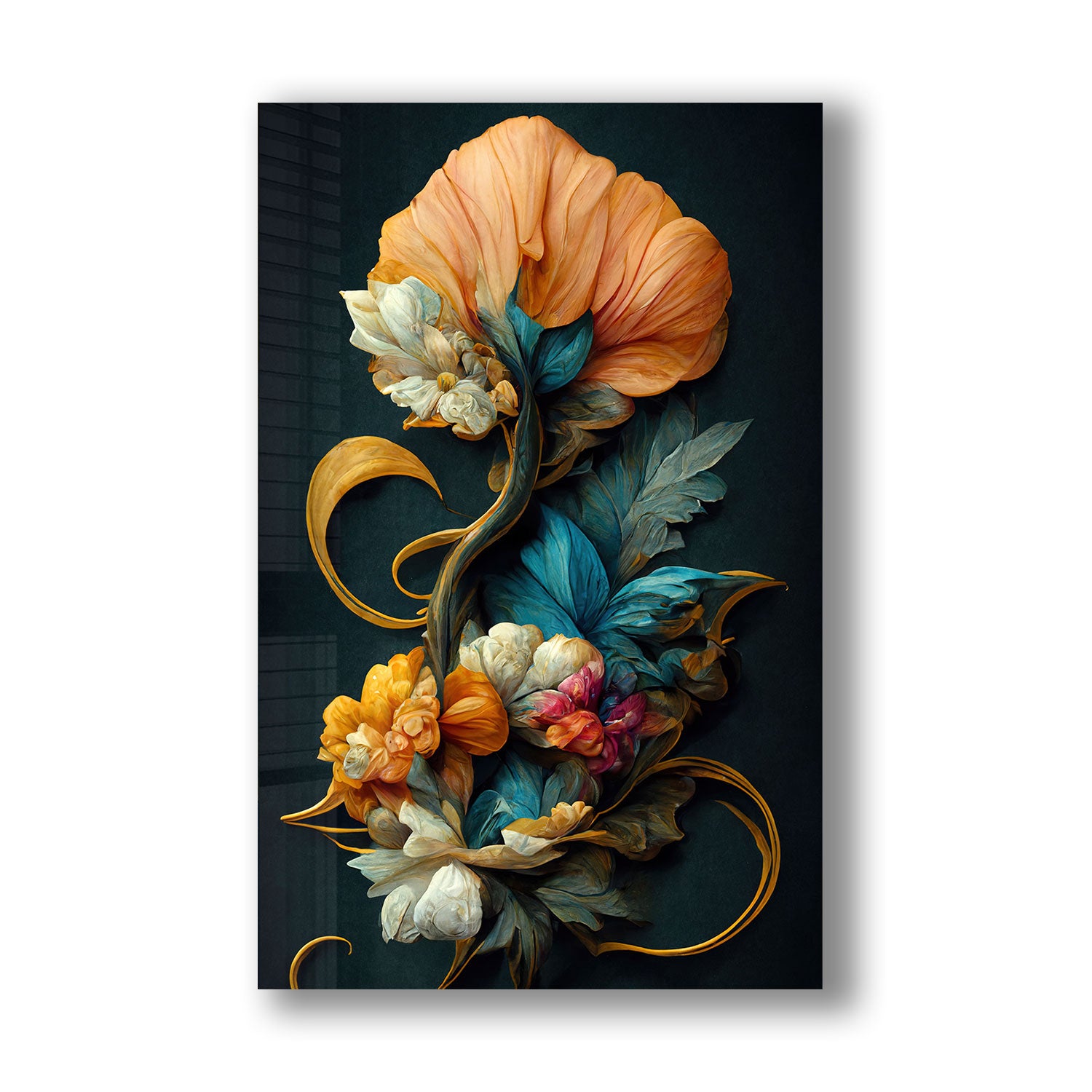 Vintage Flowers - Tempered Glass Wall Art