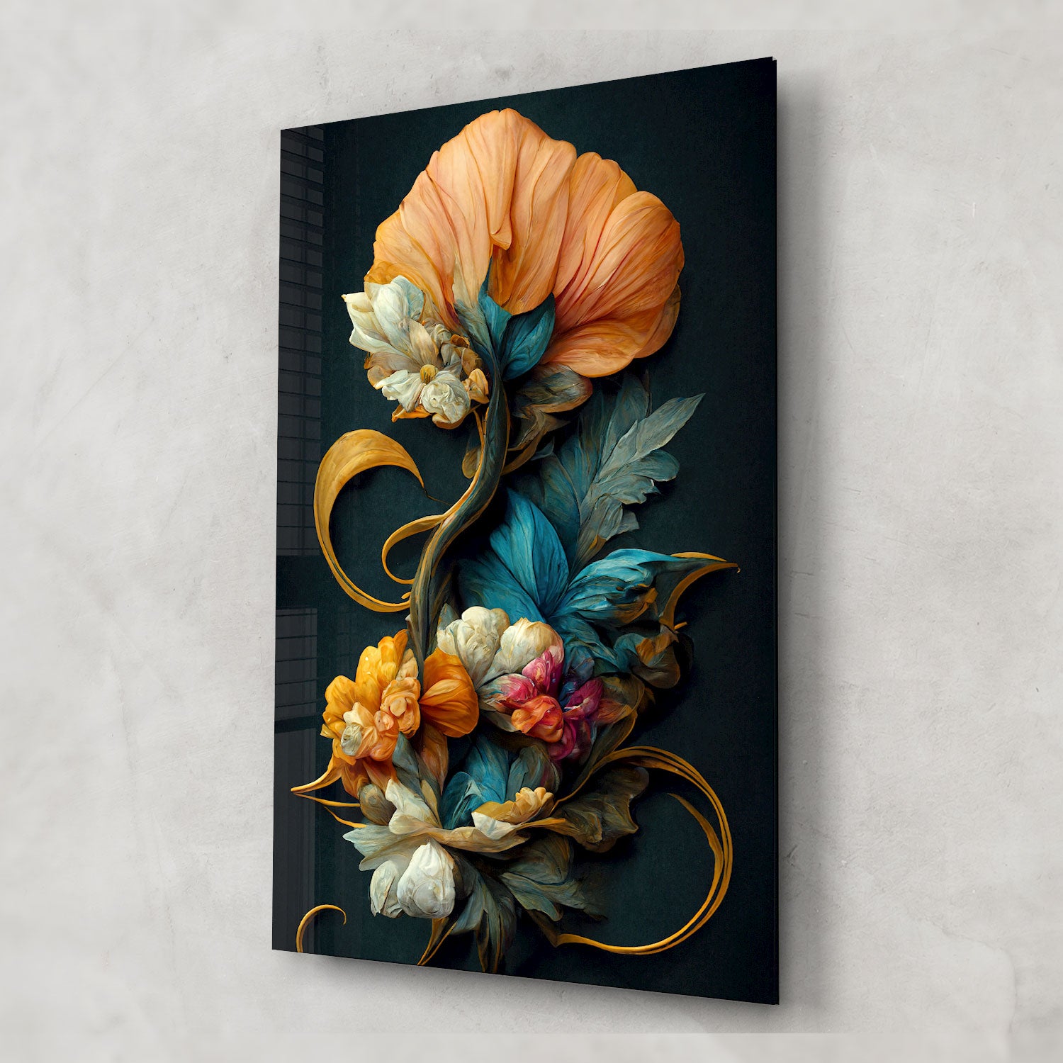 Vintage Flowers - Tempered Glass Wall Art